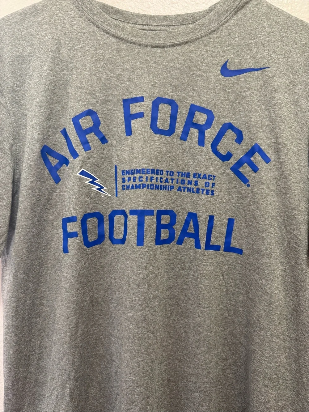 Nike Gray T-Shirt with Blue Air Force Football Graphic